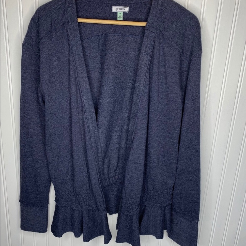 Susina Ruffle Raw Hem Cardigan - Picture 2 of 3